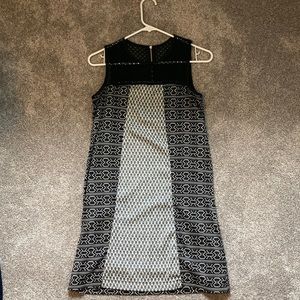 Black and white geometric pattern dress - S